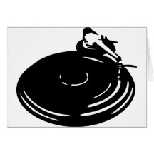 black record turntable greeting cards