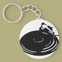 black record turntable keychains