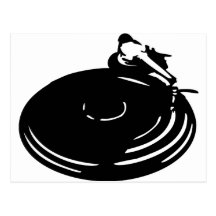 black record turntable post card