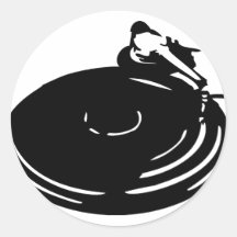 black record turntable round sticker
