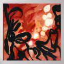 black red and white minature abstract painting posters