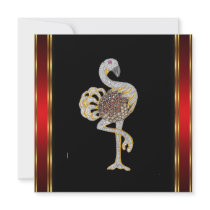 Black Red Art Deco Invitation with Bird