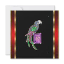 Black Red Art Deco Invitation with Bird