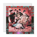 BLACK RED BLUE BICYCLE WEDDING DAMASK MONOGRAM ANNOUNCEMENT