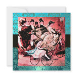 BLACK RED BLUE BICYCLE WEDDING DAMASK MONOGRAM INVITATION