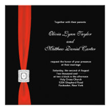 Black Red Bow Red Black Wedding Personalized Invites