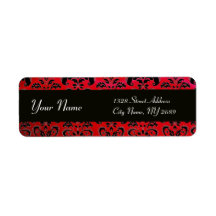 BLACK  RED BURGUNDY DAMASK LABELS
