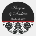Black & Red Damask Wedding Sticker
