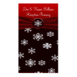 Black & Red Elegant Snowflakes Reception Itinerary Business Cards