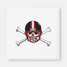 Black & Red Football Cross Bones Refrigerator Magnets