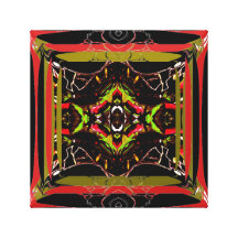 Black Red Gold Fractal Wrapped Canvas Canvas Prints