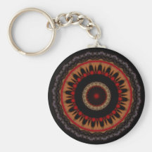 Black, red & gold mandala keychain