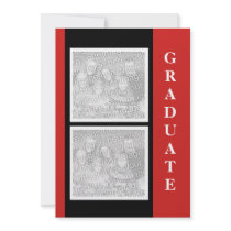 Black red graduation PHOTO party Personalized Invitations