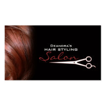 Black Red Hair Salon Appointment Business Card