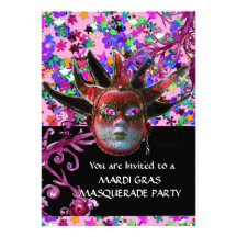 BLACK  RED JESTER MASK ,Masquerade Party ,Black Announcements