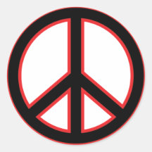 Black & Red Peace Symbol Round Stickers