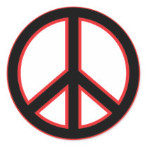 Black & Red Peace Symbol Round Stickers