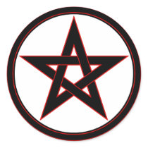 Black & red pentacle round sticker