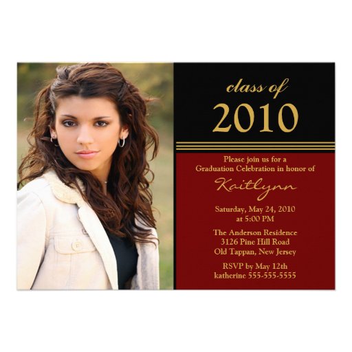 Black & Red Photo Graduation Invitation