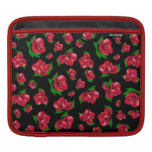 Black & Red Rose Pattern ipad case iPad Sleeves