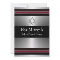 Black Red Silver Star of David Bar Mitzvah