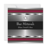 Black Red Star of David Bar Mitzvah
