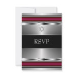 Black Red Star of David Bar Mitzvah RSVP Custom Invites