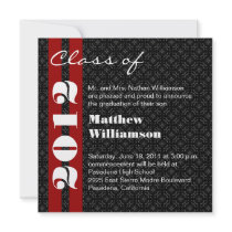 Black Red White Graduation Invitation