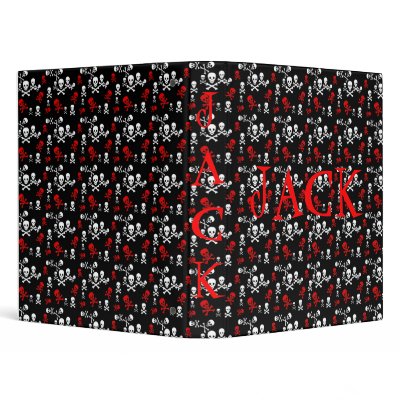 Black Red & White Skulls 3 Ring Binder by JuJuGarden