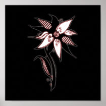 Black Red & White Swirly Flower by Naomi