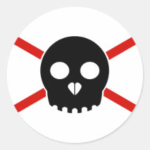 Black & Red X-Skull Sticker