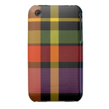 Black, red, yellow, green and purple tartan iPhone 3 cover