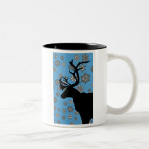 Black Reindeer with Snowflakes Coffee Mug