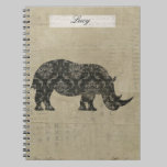 Black Rhino Silhouette Personalized Notebook notebooks