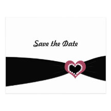 Black Ribbon Save the Date Post Card