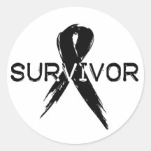 Black Ribbon -Survivor Round Stickers