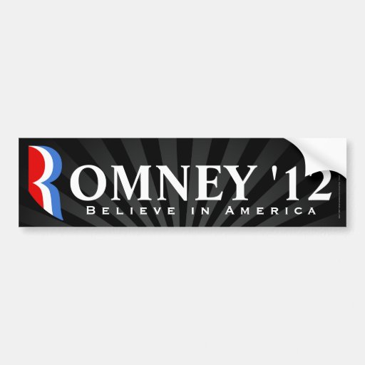 Black Romney 2012, Believe in America Decal Bumper Stickers
