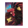 Black Rooster Butterflies Painting Art - Multi Postcards