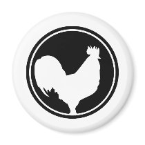 black rooster icon refrigerator magnets