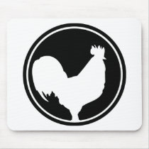 black rooster icon mouse pad