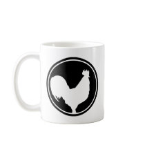 black rooster icon coffee mug