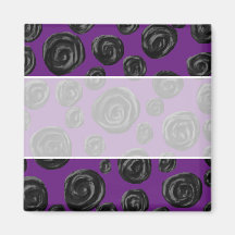 Black Rose Pattern on Dark Purple. Magnets