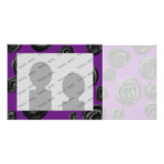 Black Rose Pattern on Dark Purple. Photo Card