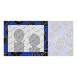 Black Rose Pattern, on Deep Blue. Photo Card Template