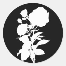 Black Rose Silhouette Round Sticker