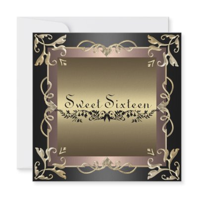 Black & Rose Swirl Sweet 16 Birthday Invitation by GoDesign