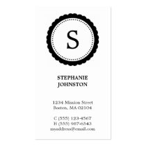 Black rosette monogram elegant personal calling business cards