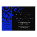 Black/Royal Blue Reverse Swirl Wedding Custom Invitations