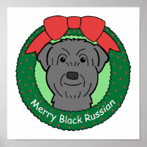 Black Russian Terrier Christmas Posters