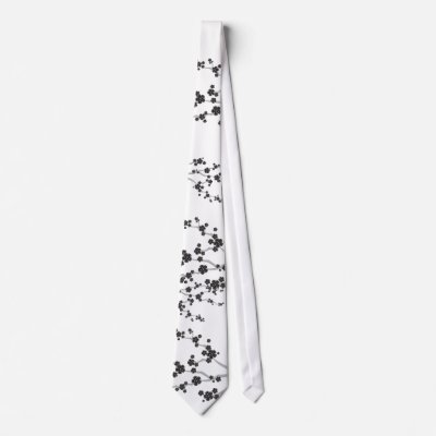 Black Sakuras Oriental Flower Zen Custom Gift Tie by fat_fa_tin